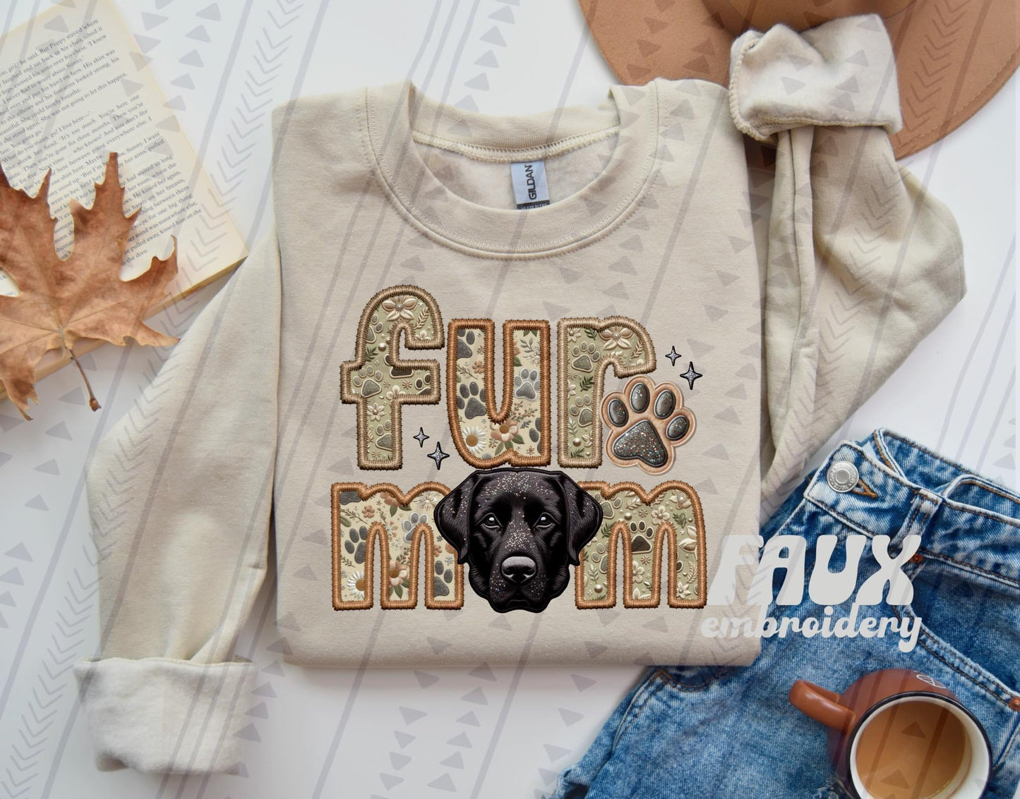 Fur Mom - Black Lab DTF Transfer