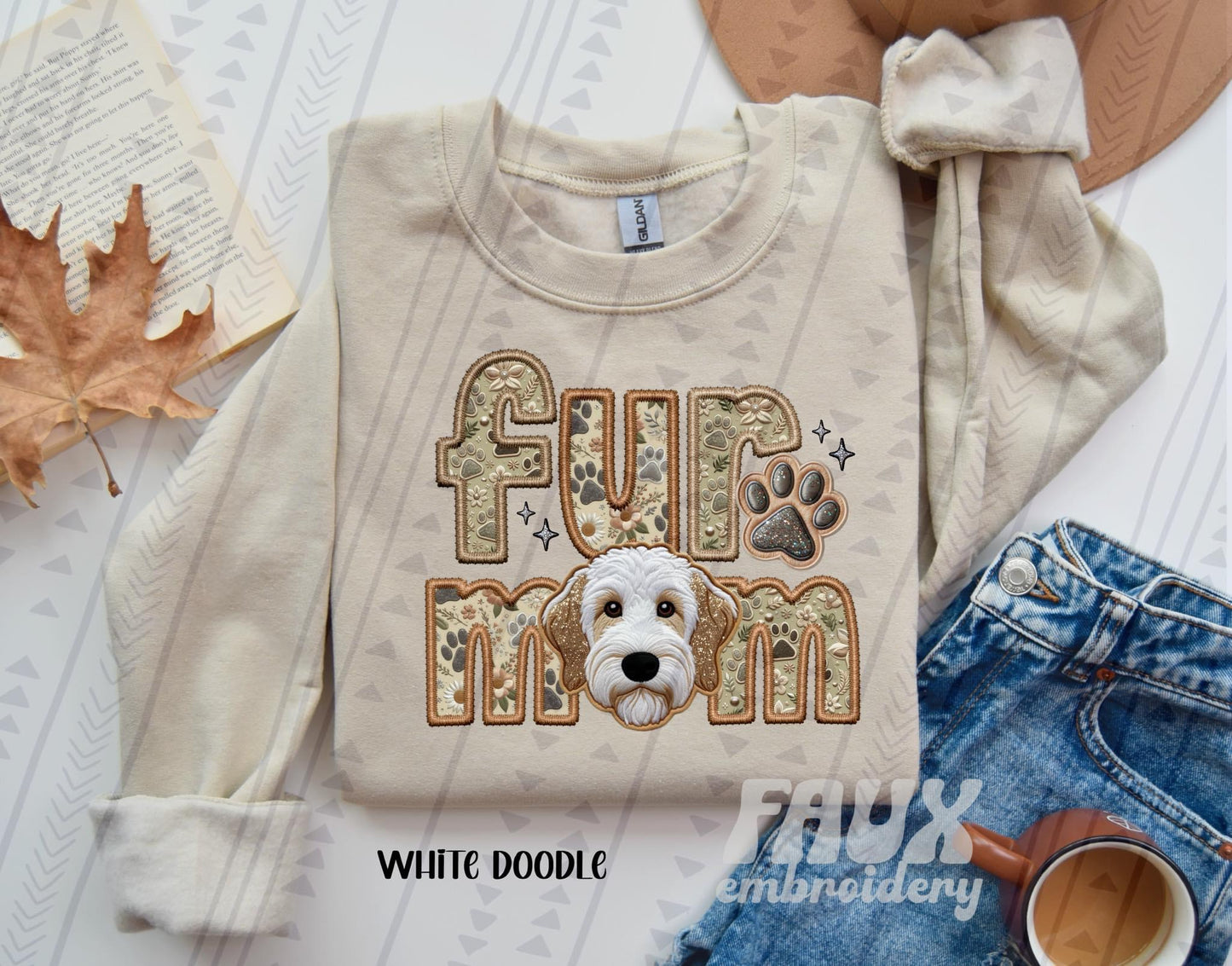 Fur Mom - White Doodle DTF Transfer