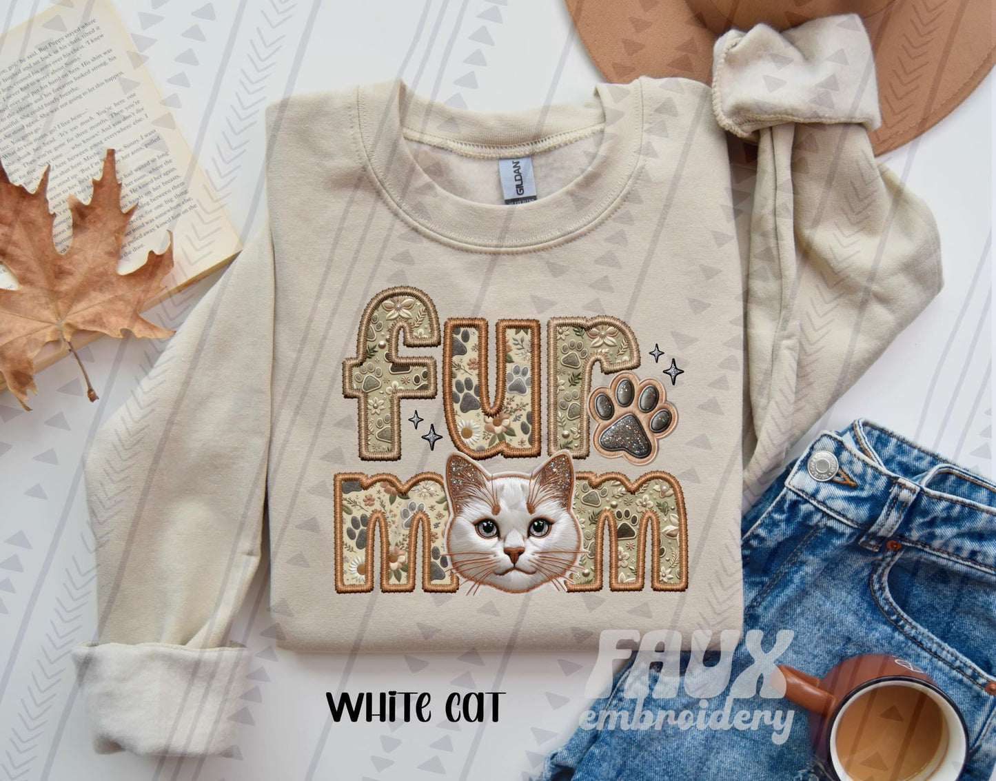 Fur Mom - White Cat DTF Transfer