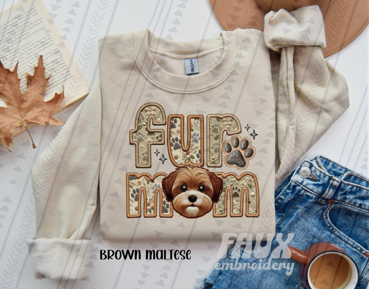 Fur Mom - Short Haired Maltese (Brown) DTF Transfer