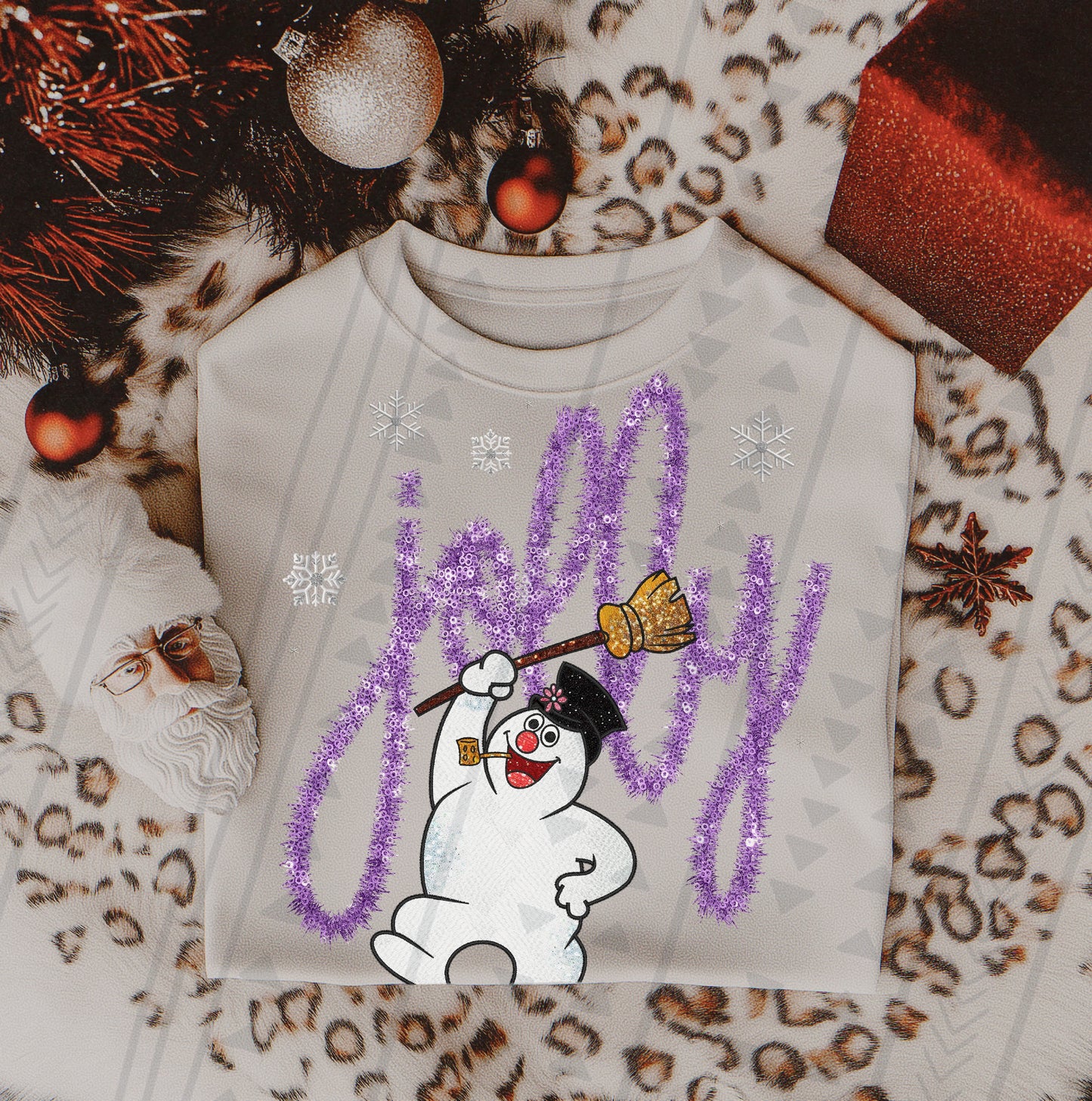 Faux Tinsel Jolly Frosty DTF Transfer