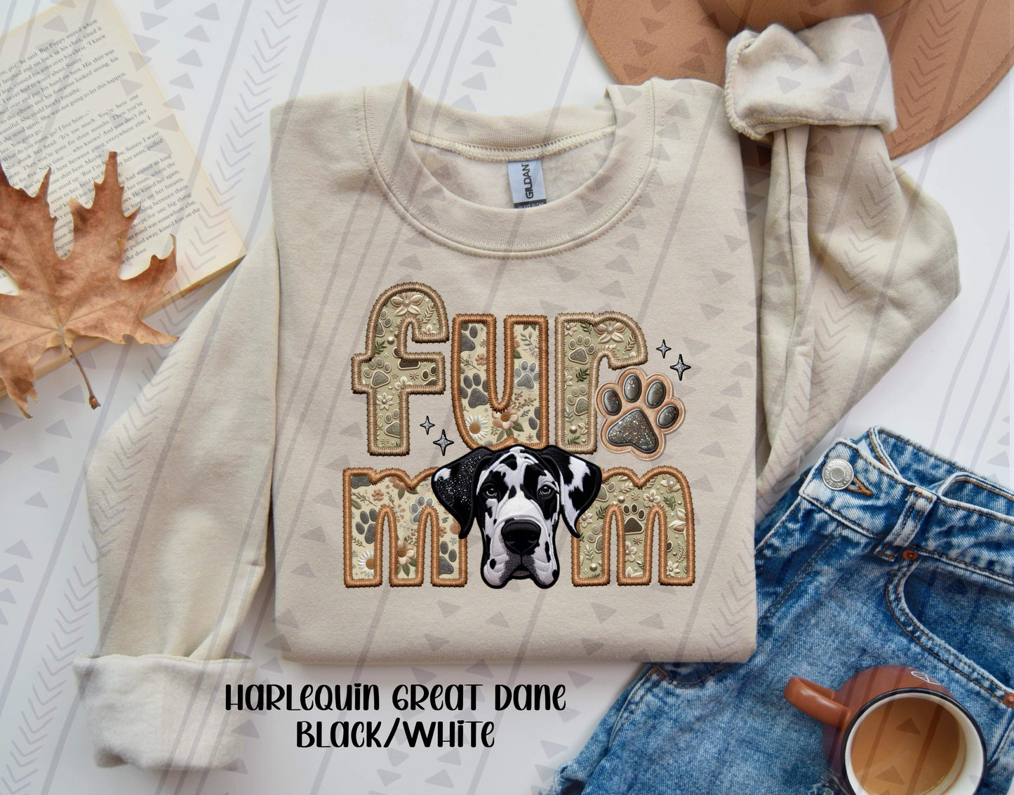 Fur Mom - Great Dane (Harlequin) DTF Transfer
