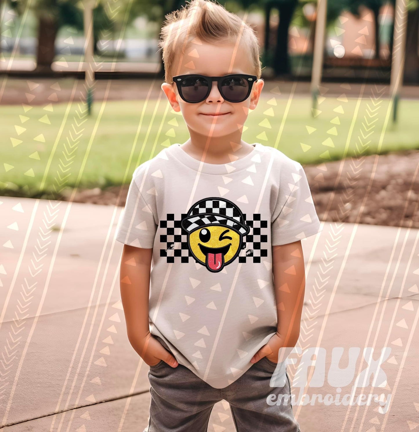 Retro Checkered Hat Smiley DTF Transfer