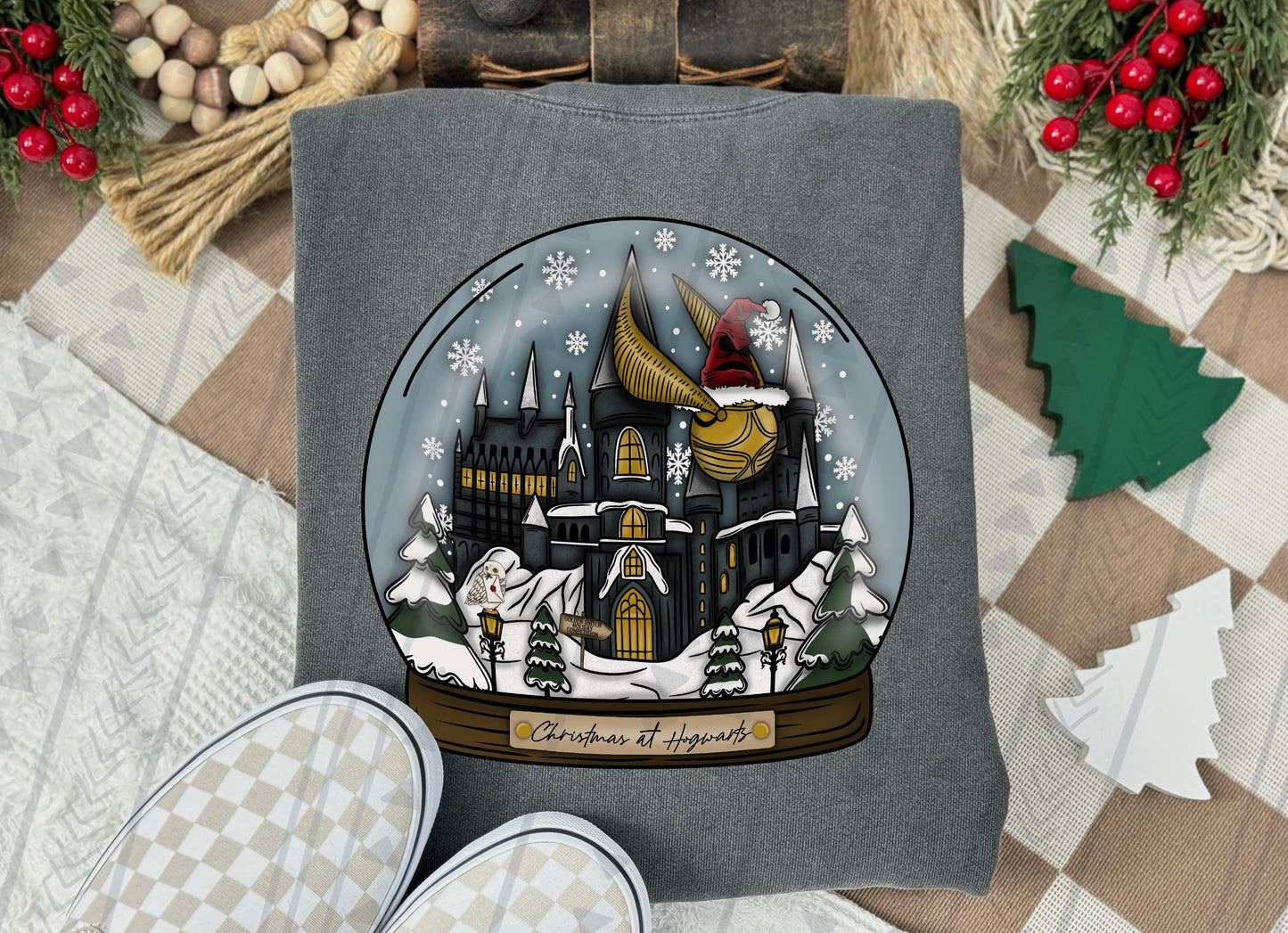 Christmas at Hogwarts Snowglobe DTF Transfer