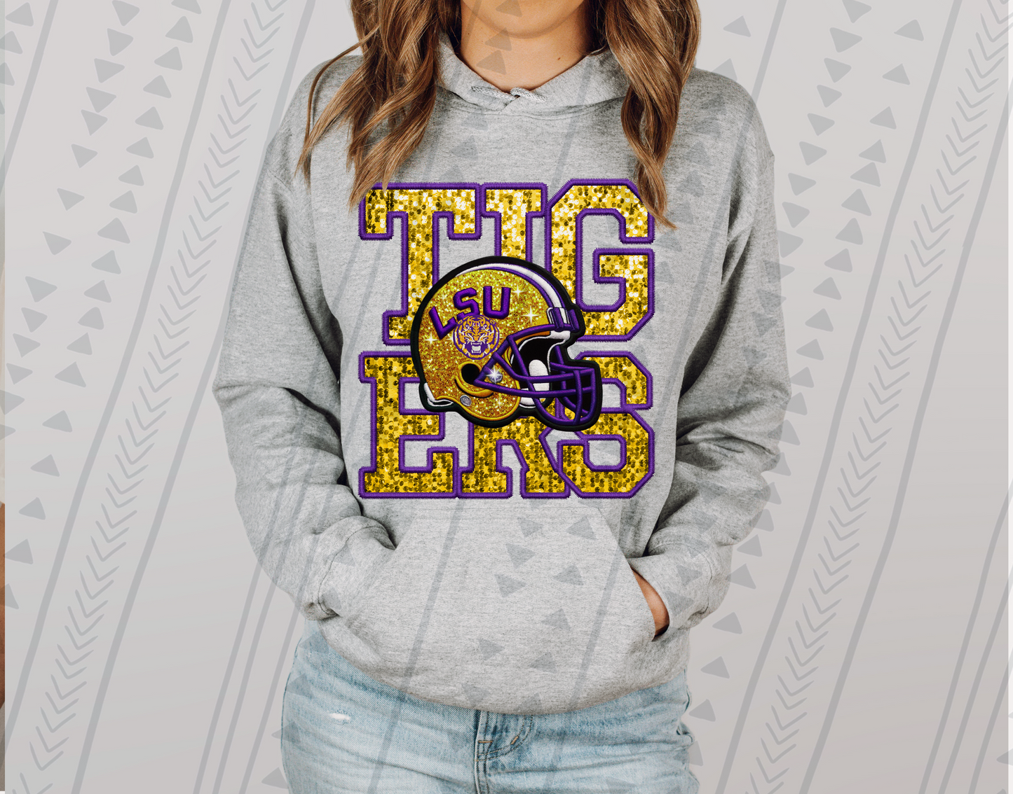 LSU Tigers Faux Embroidery DTF Transfer