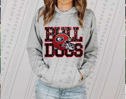 GA Bulldogs Faux Embroidery DTF Transfer