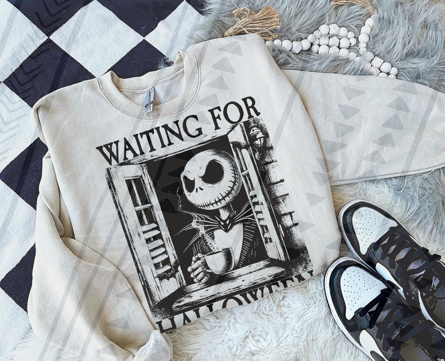 Waiting For Halloween Skellington DTF Transfer