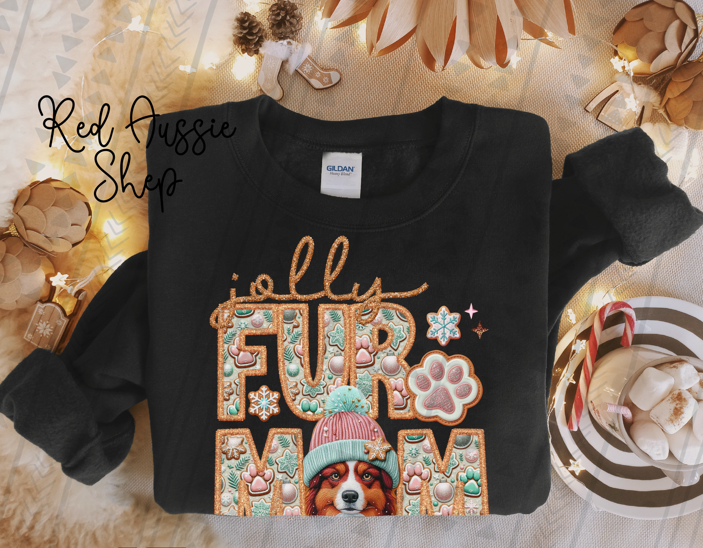 Jolly Fur Mom - Red Aussie Shepherd DTF Transfer