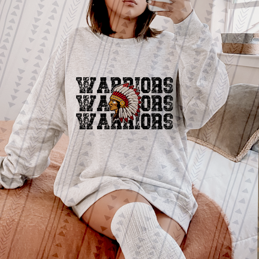 Warriors Mascot Faux Embroidery DTF Transfer