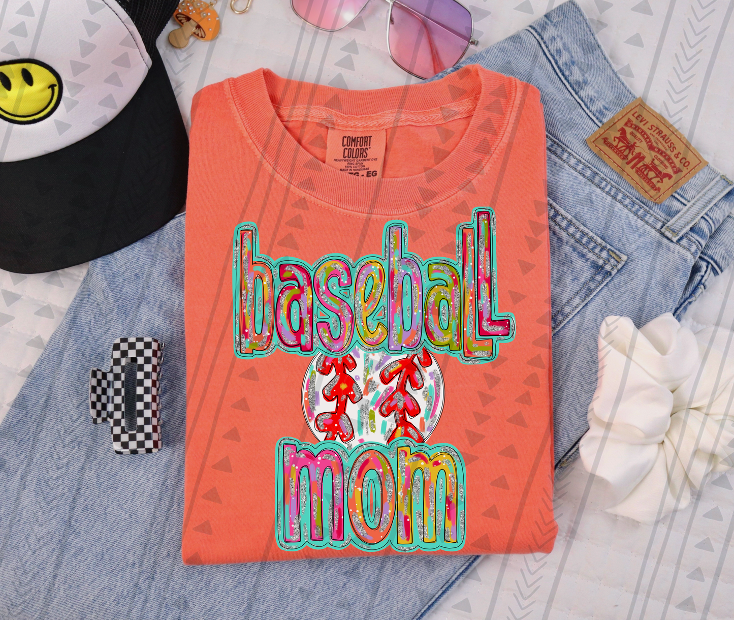 Baseball Mom Glitz DTF Transfer