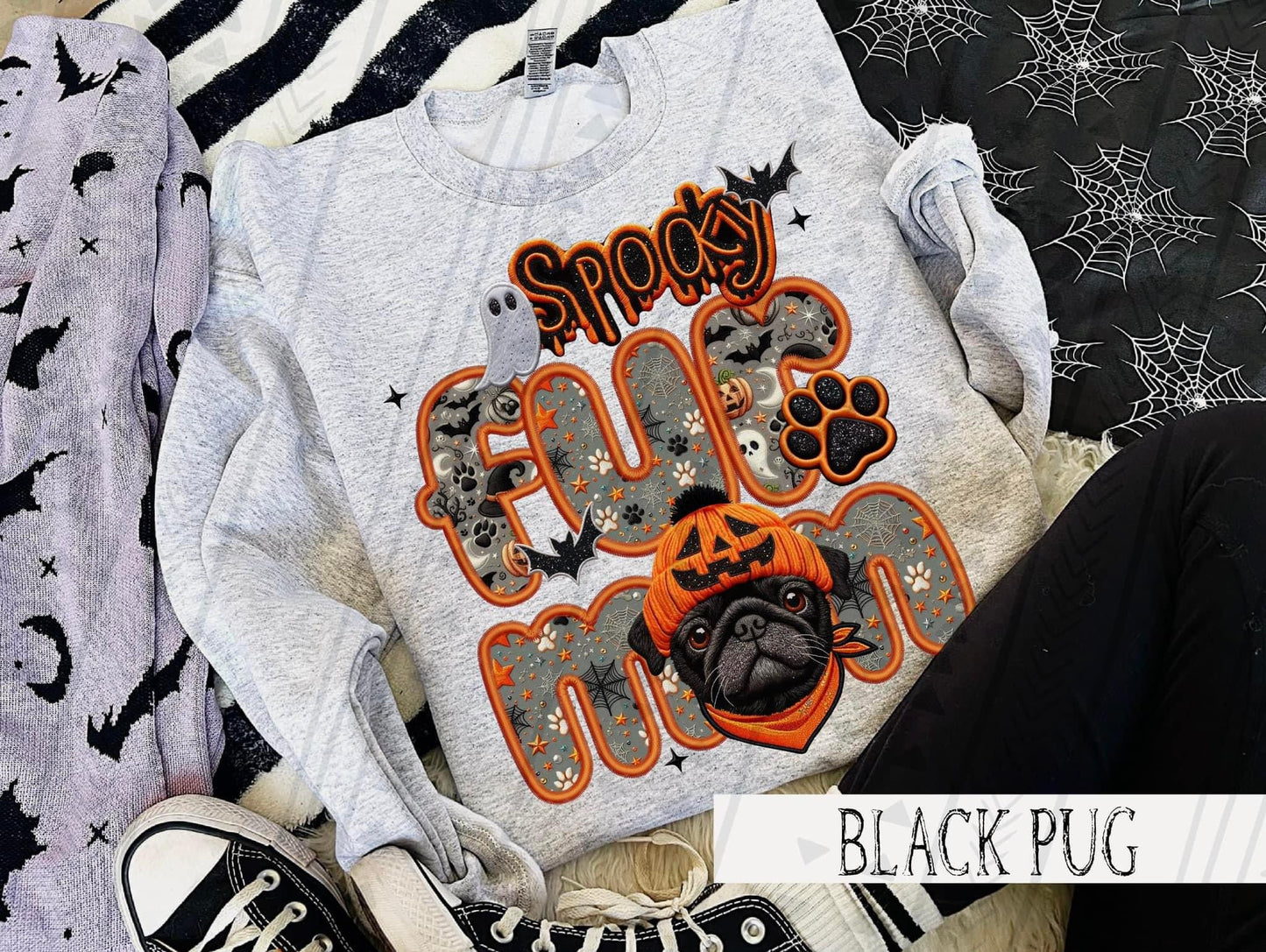 Spooky Fur Mom - Pug DTF Transfer