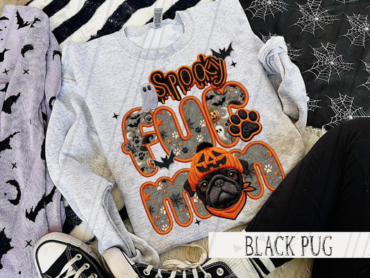 Spooky Fur Mom - Pug DTF Transfer