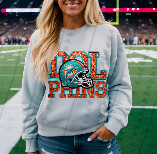 Dolphins Faux Embroidery DTF Transfer