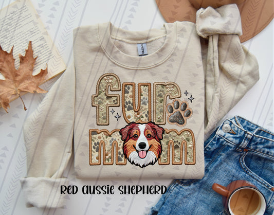 Fur Mom -  Aussie Shepherd (Red) DTF Transfer