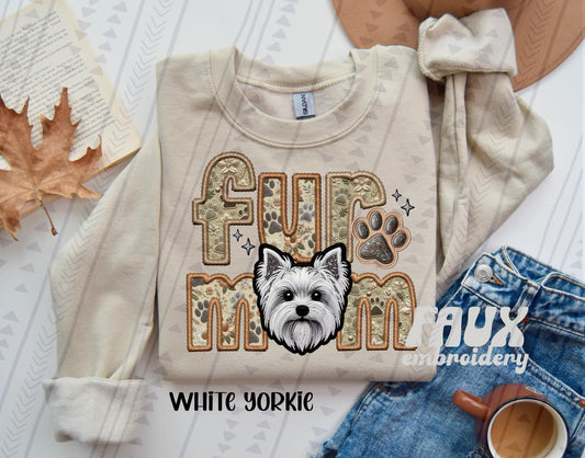 Fur Mom - White Yorkie DTF Transfer