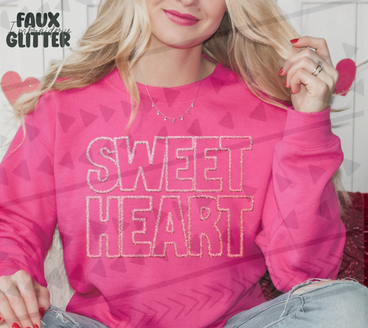 Sweetheart Glitter Faux Embroidery DTF Transfer