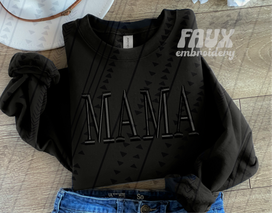 Mama - Black Faux Embroidery DTF Transfer