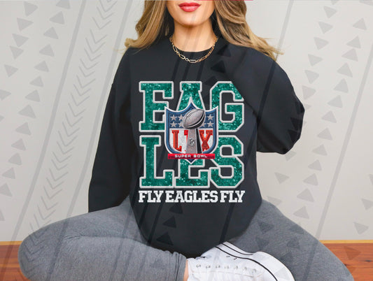 Eagles LIX Faux Embroidery DTF Transfer