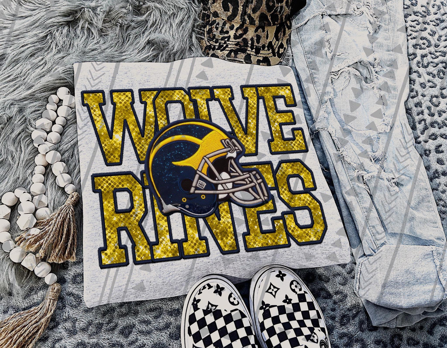 Wolverines Faux Embroidery DTF Transfer