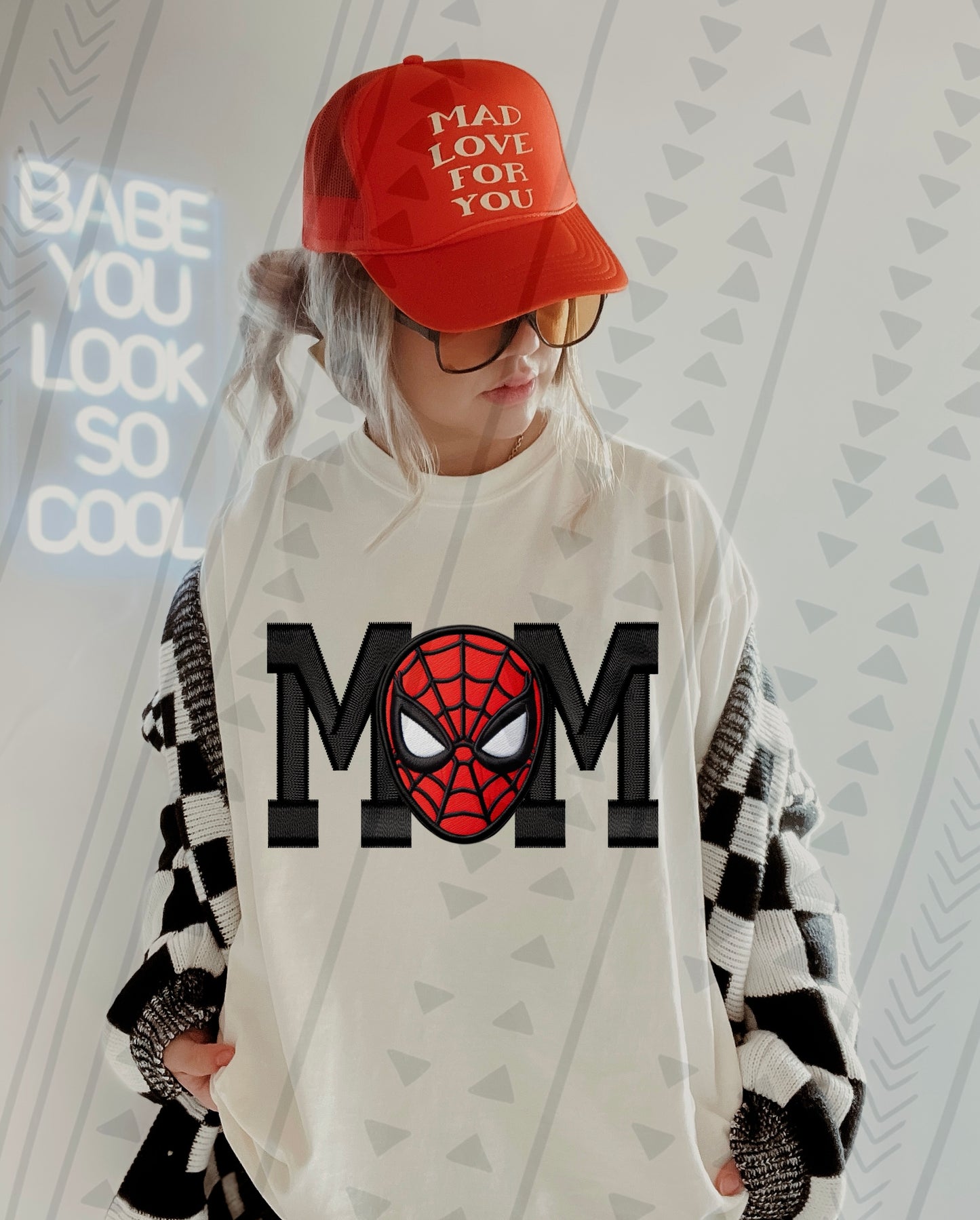 Mom Faux Embroidery Superhero DTF Transfer