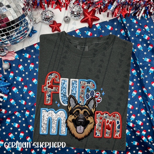 Patriotic Fur Mom - German Shepherd DTF Transfer