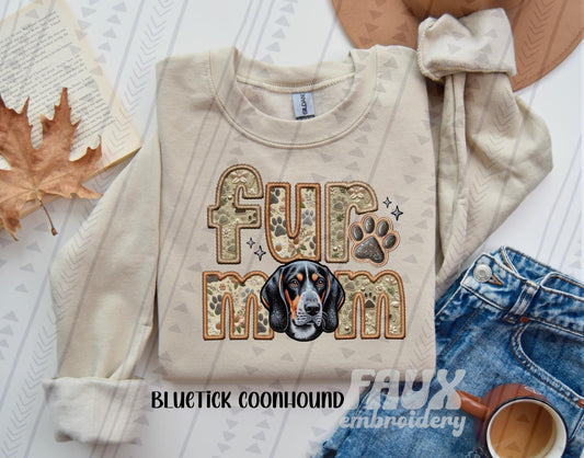 Fur Mom - Bluetick Coonhound DTF Transfer