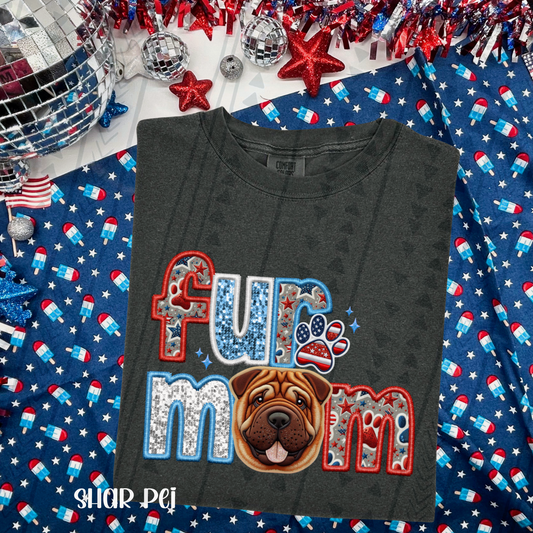 Patriotic Fur Mom -  Shar Pei DTF Transfer