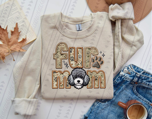 Fur Mom - Grey/White Toy Poodle DTF Transfer