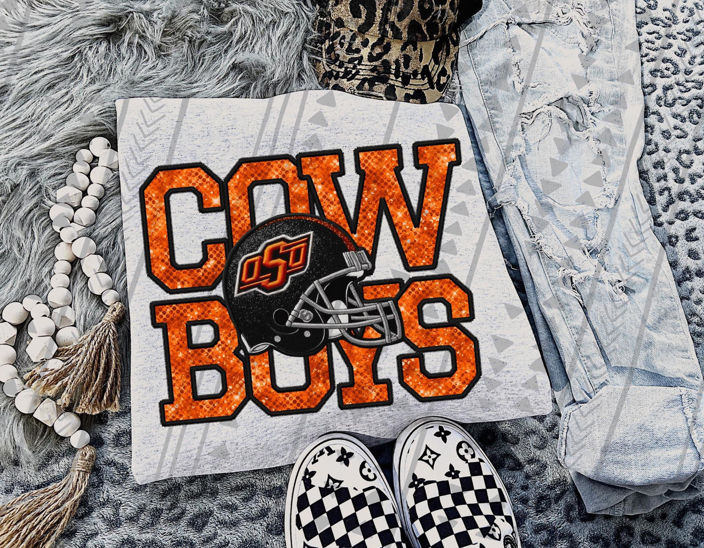 OSU Cowboys Faux Embroidery DTF Transfer