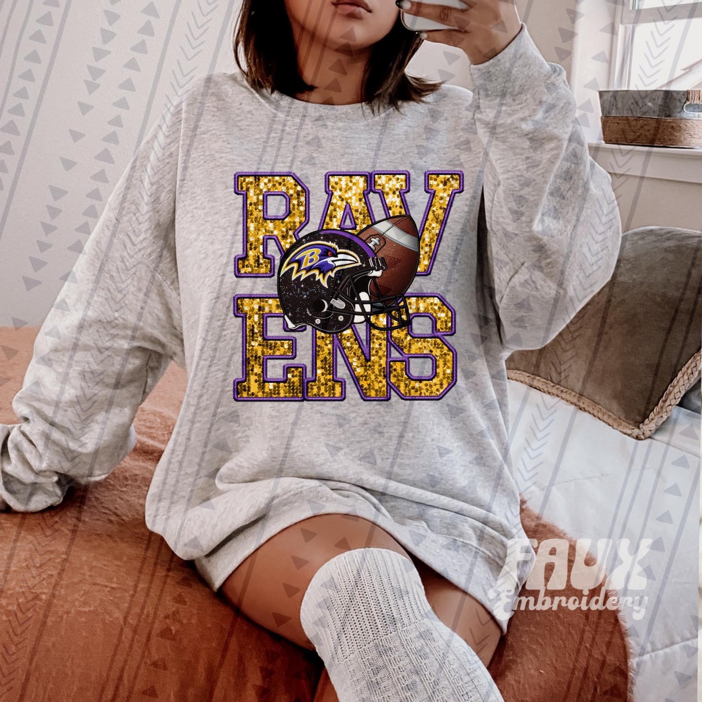 Ravens Faux Embroidery DTF Transfer