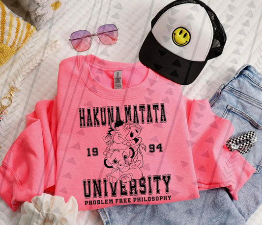 Hakuna Matata University DTF Transfer