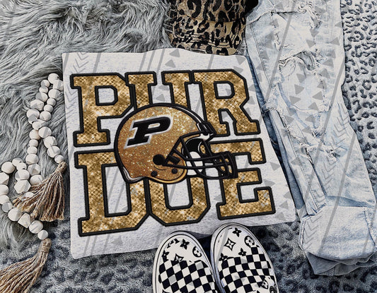 Purdue Faux Embroidery DTF Transfer