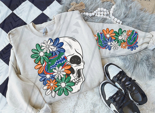 Skull Floral Gators DTF Transfer