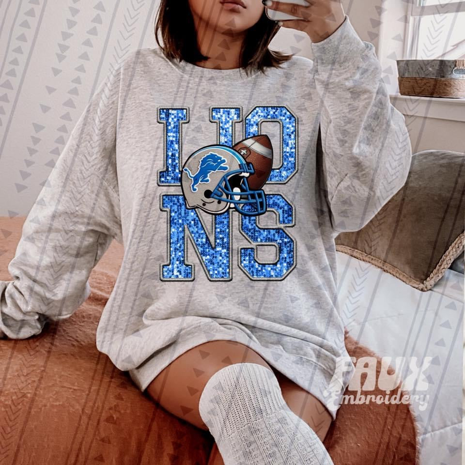 Lions Faux Embroidery DTF Transfer