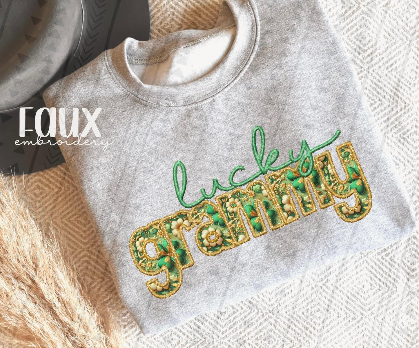 Lucky Grammy Faux Embroider DTF Transfer
