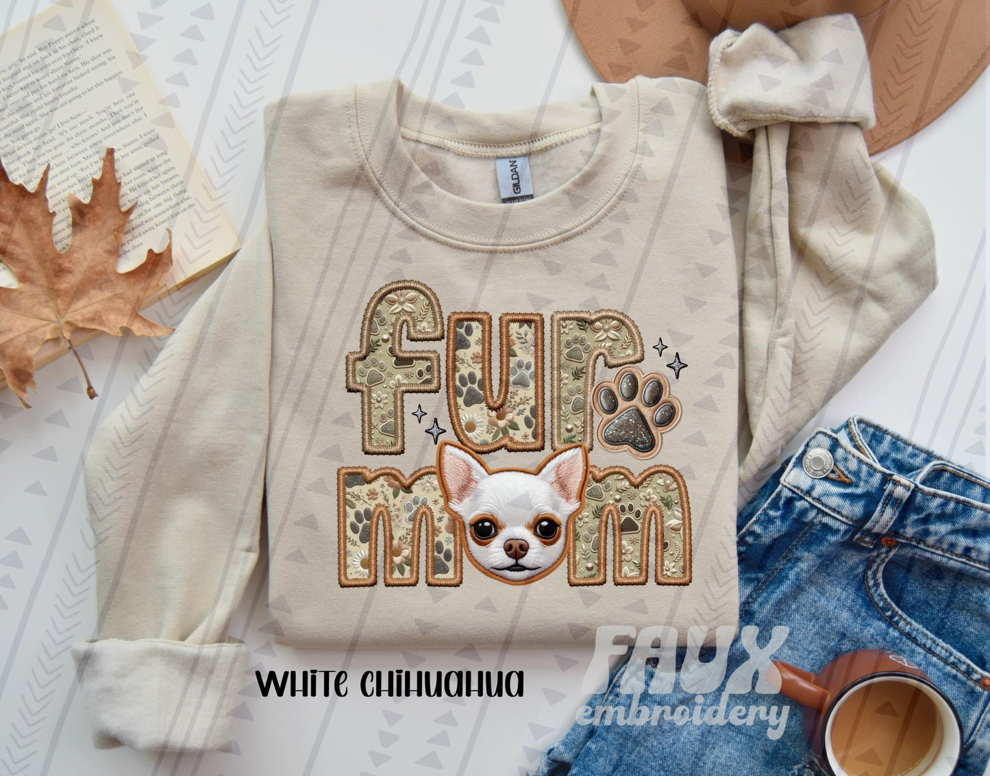 Fur Mom - White Chihuahua DTF Transfer