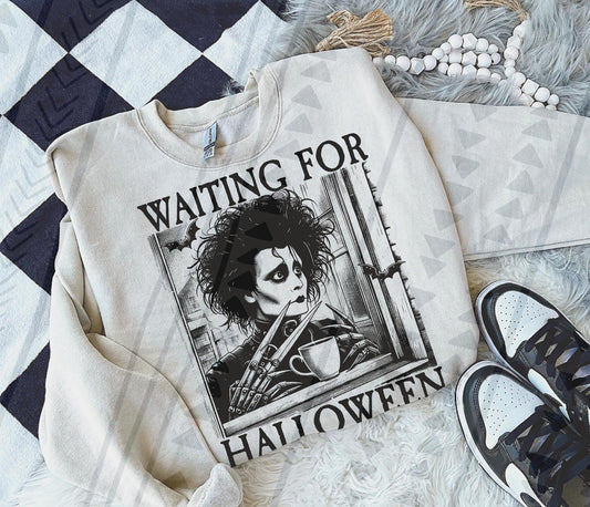 Waiting For Halloween Scissorhands DTF Transfer