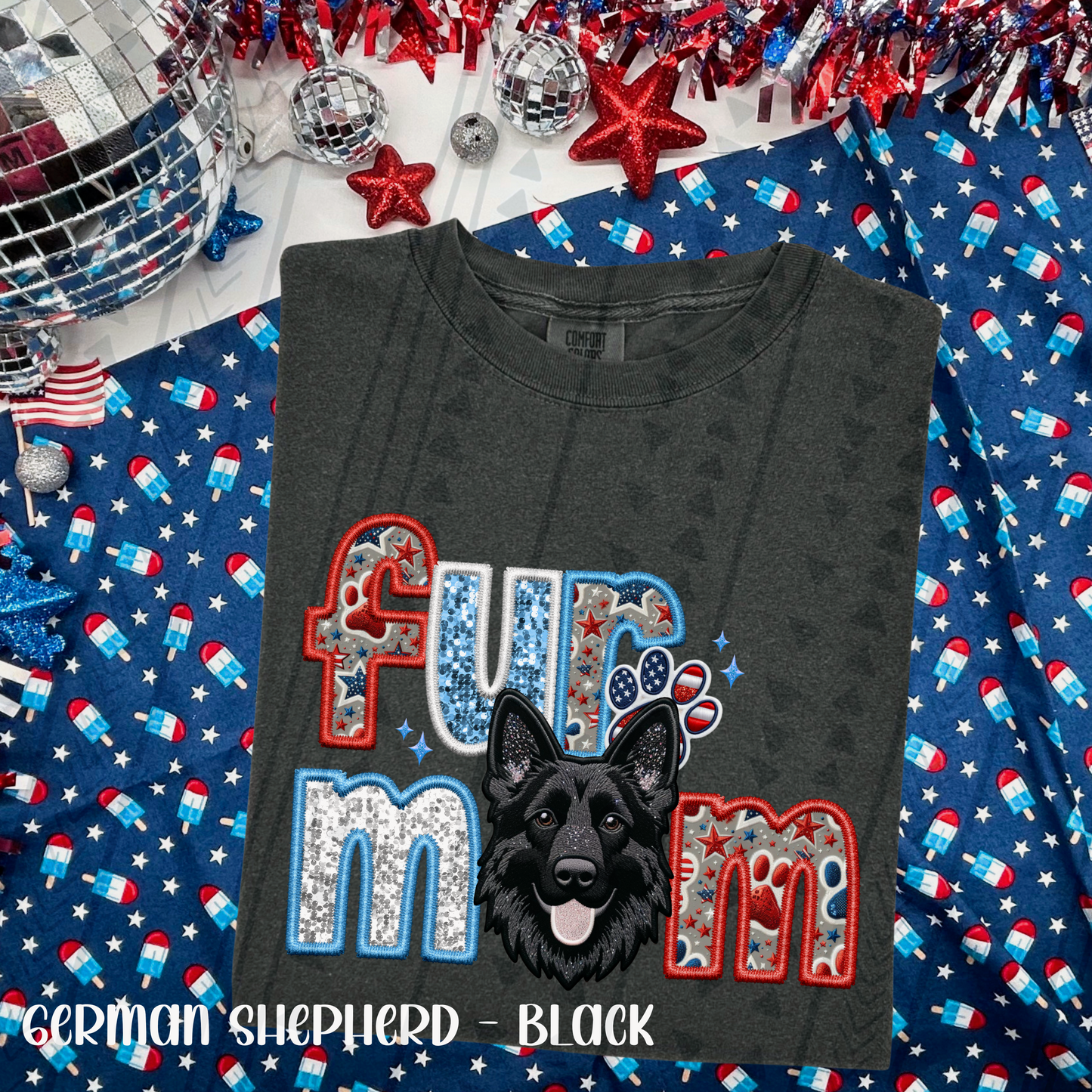 Patriotic Fur Mom - German Shepherd DTF Transfer