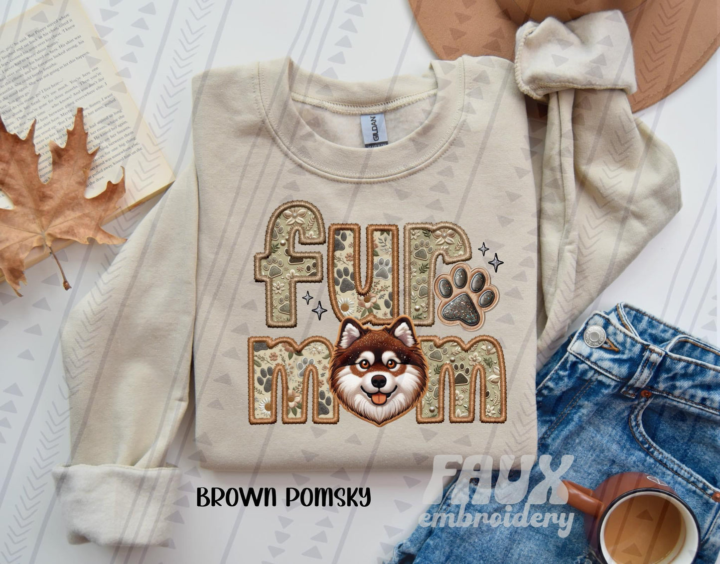 Fur Mom - Brown Pomsky DTF Transfer