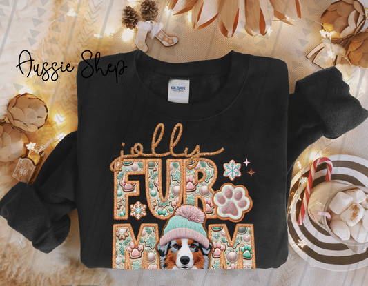 Jolly Fur Mom - Aussie Shepherd DTF Transfer