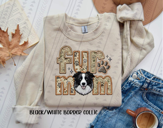 Fur Mom - Border Collie (Black/White) DTF Transfer