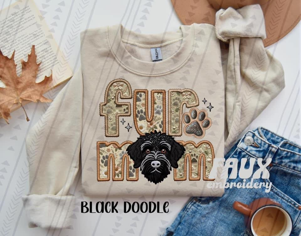 Fur Mom - Black Doodle DTF Transfer