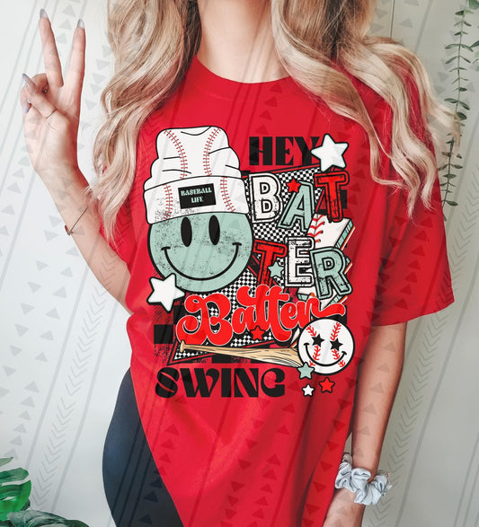 Hey Batter Batter Retro Baseball DTF Transfer