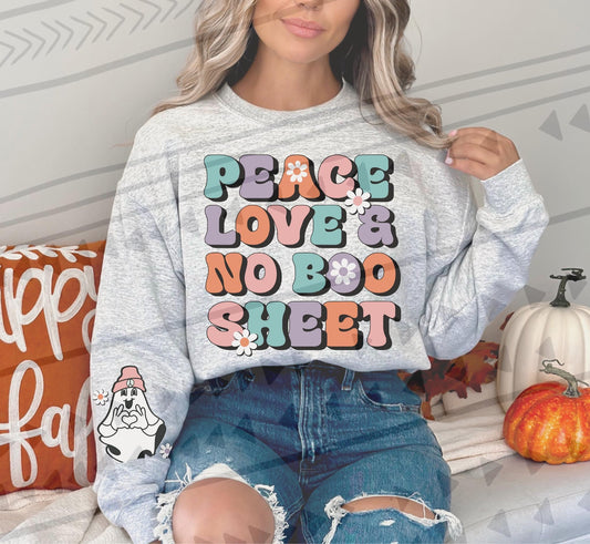 Peace Love & No Boo Sheet DTF Transfer