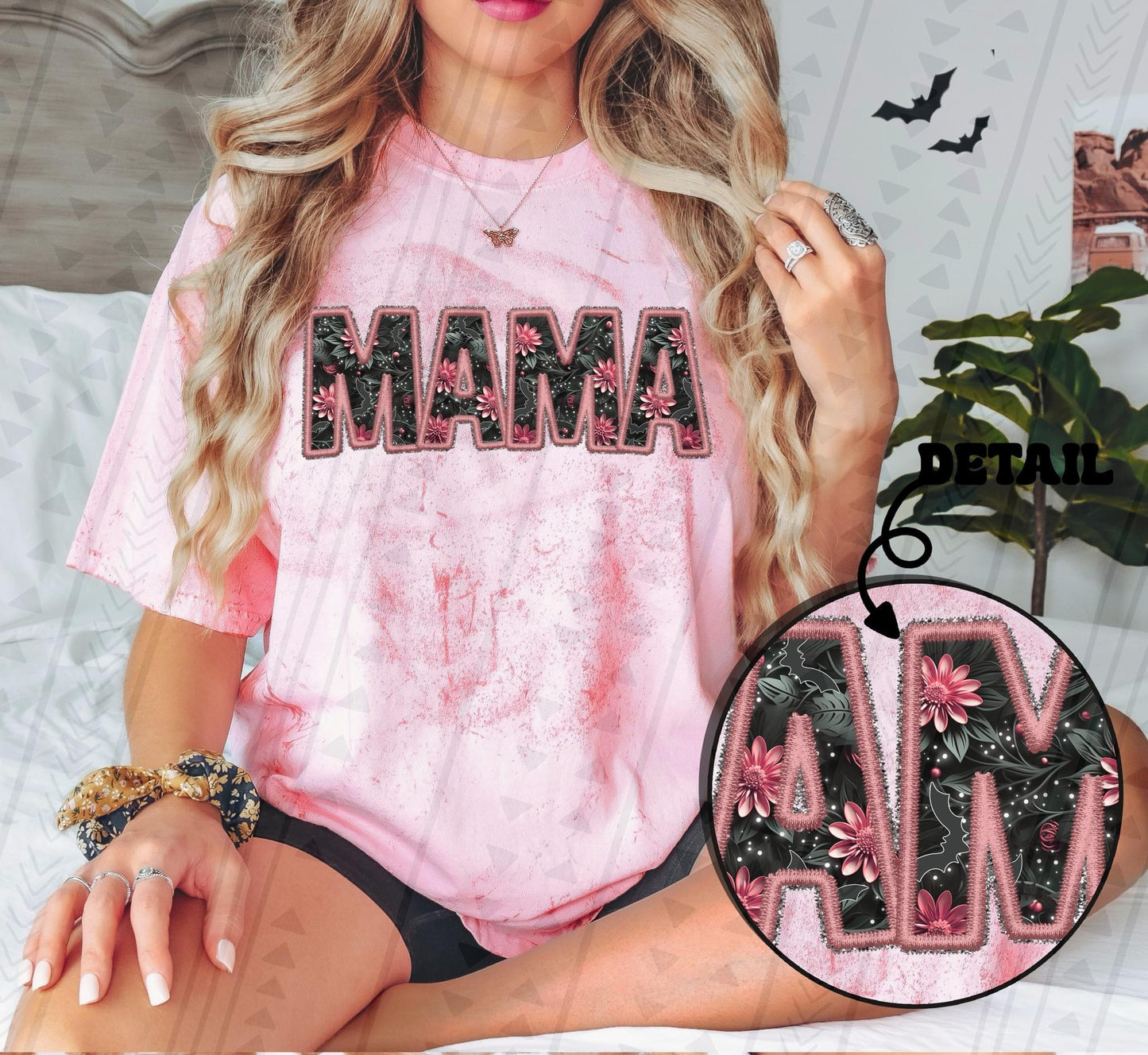 Batty Mama Faux Embroider DTF Transfer