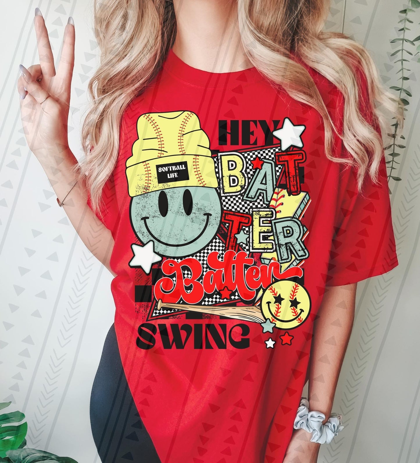 Hey Batter Batter Retro Softball DTF Transfer