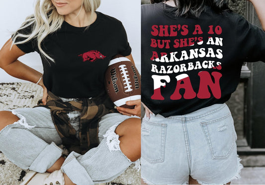 She's A 10 - Razorbacks Fan DTF Transfer