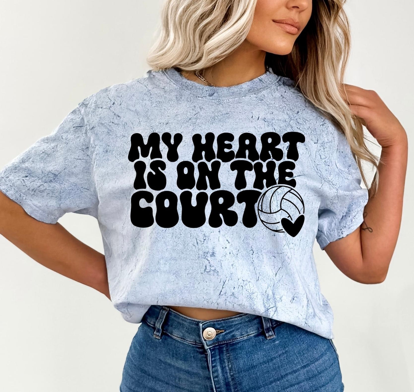 My Heart Is On The Court - Volleyball DTF Transfer