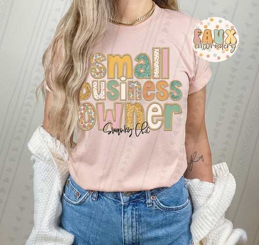 Small Business Owner Faux Embroidery DTF Transfer CUSTOM