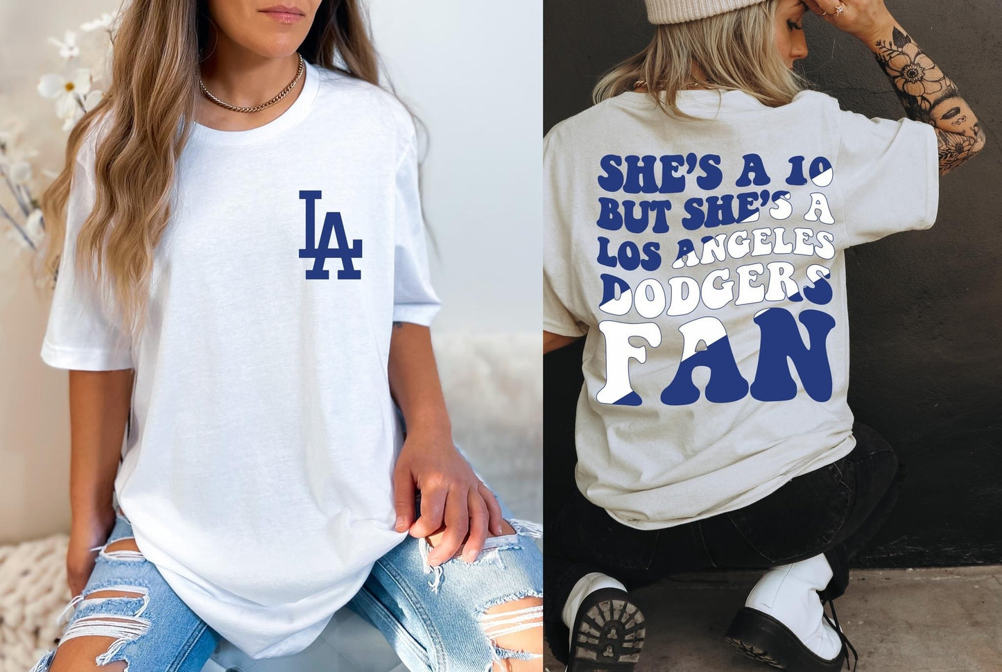 She's A 10 - Dodgers Fan DTF Transfer – Three Girls Grace